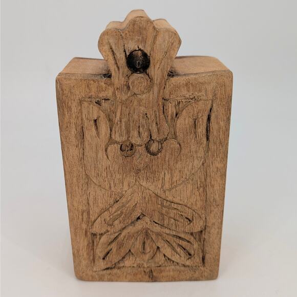 Primitive Carved Wooden Box Lidded Trinket Storage Indian Spice Rustic Stash VTG - Picture 7 of 15